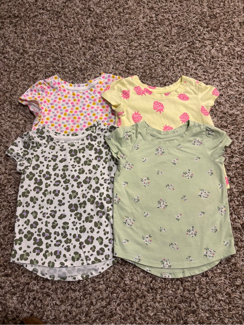Cat & Jack Girls Short Sleeve Tees - Yellow, Light Green, White, Pink